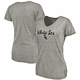 Women's Chicago White Sox Freehand V Neck Slim Fit Tri Blend T-Shirt Ash FengYun,baseball caps,new era cap wholesale,wholesale hats